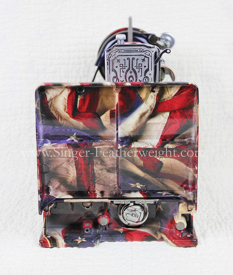 Singer Featherweight 221 Sewing Machine, PATRIOTIC One-Of-A-Kind Specialty - Painted