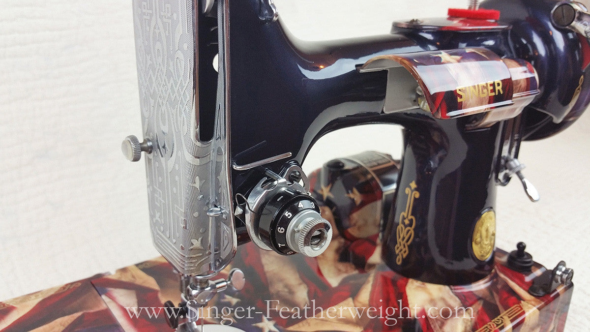 Singer Featherweight 221 Sewing Machine, PATRIOTIC One-Of-A-Kind Specialty - Painted