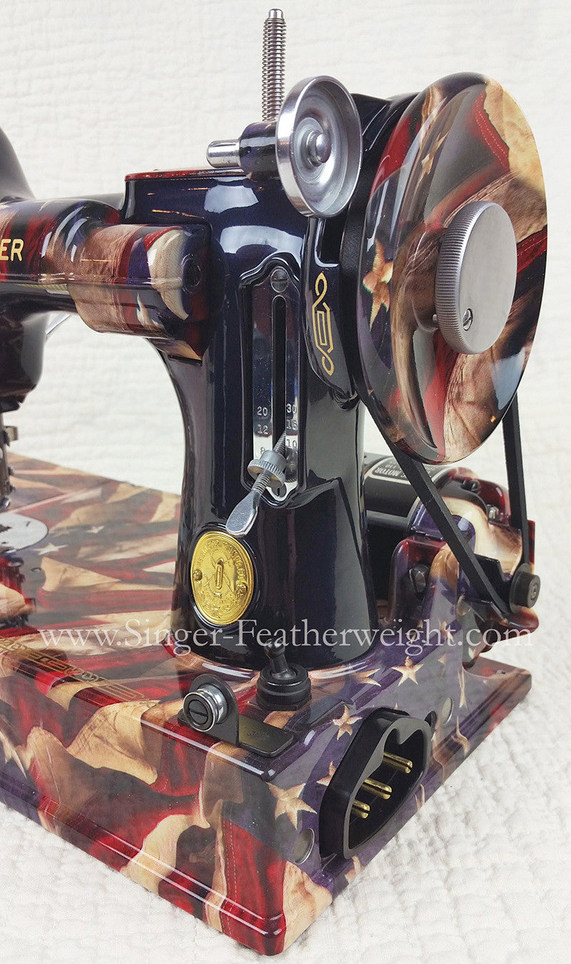 Singer Featherweight 221 Sewing Machine, PATRIOTIC One-Of-A-Kind Specialty - Painted