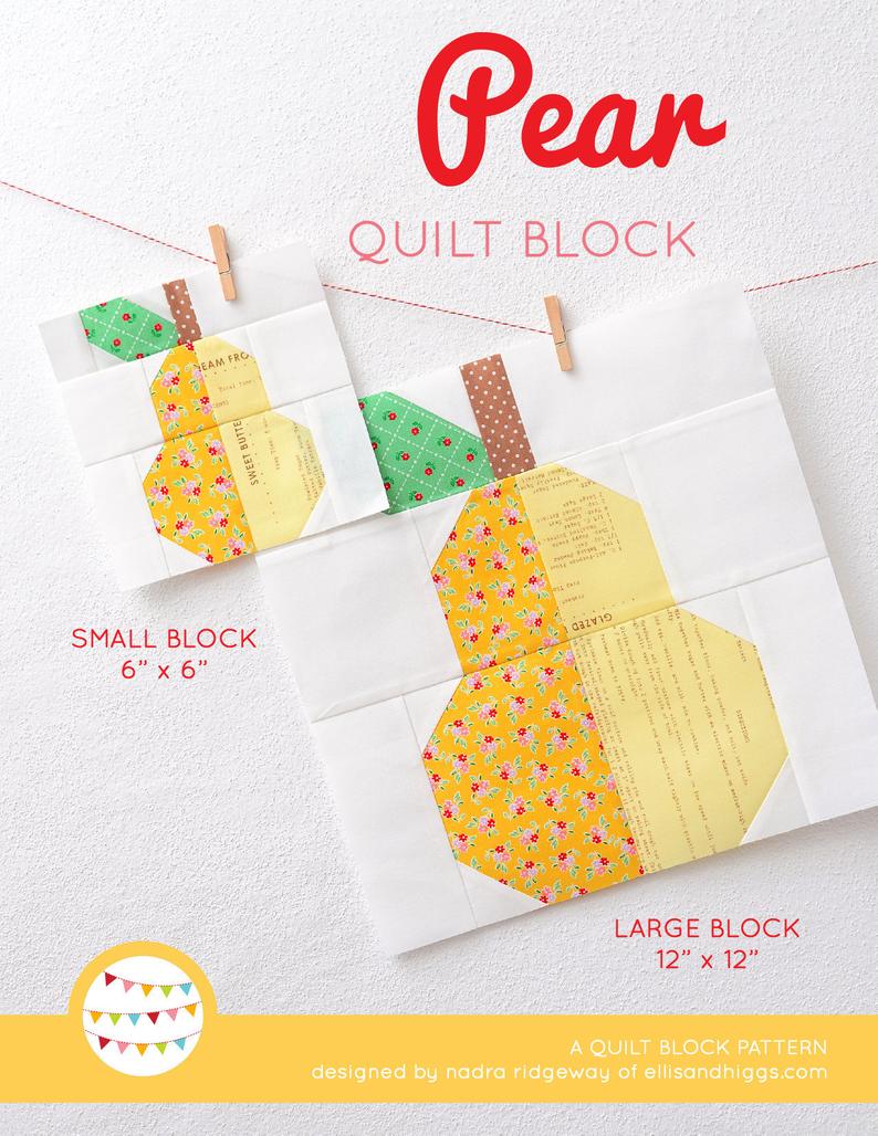 Pattern, Pear Quilt Block by Ellis & Higgs (digital download)