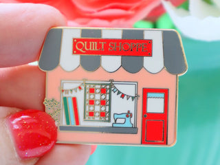 Load image into Gallery viewer, quilt shop enamel pin