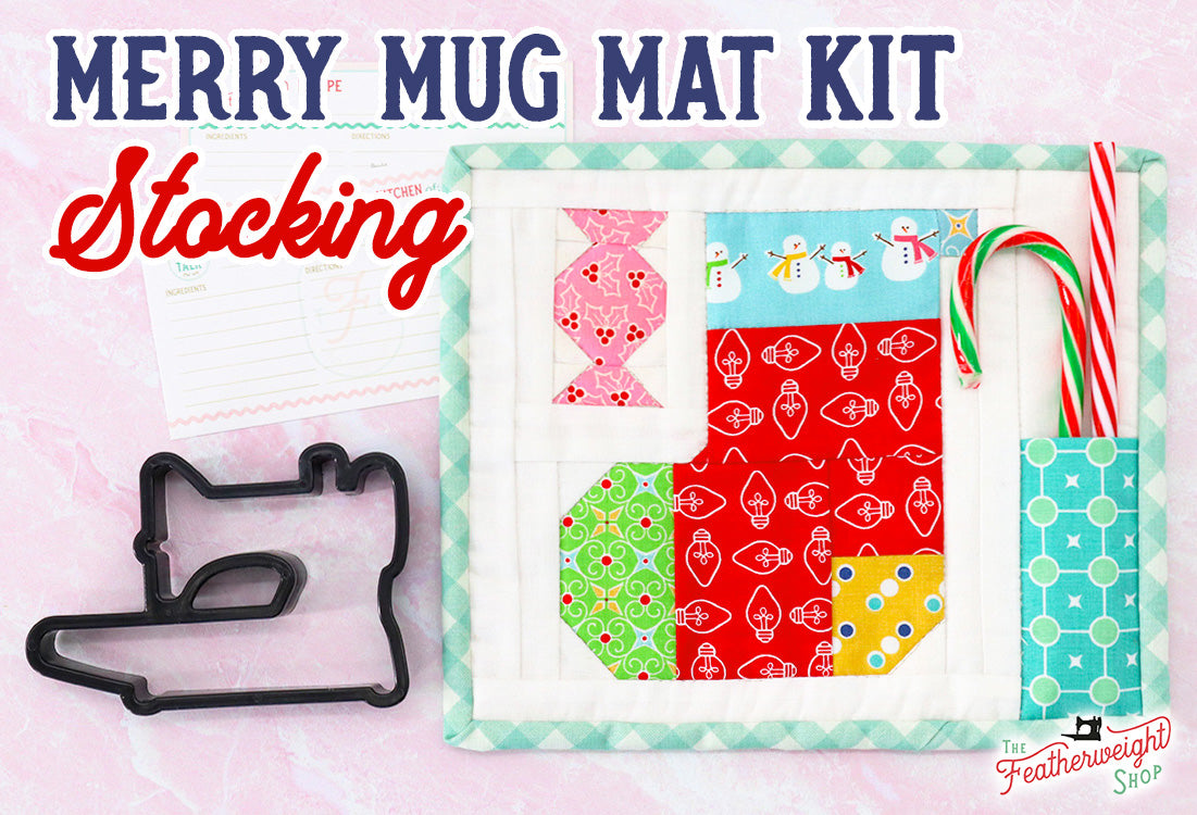 KIT, Vintage Christmas Merry Mug Mat STOCKING (Pattern Book Optional)