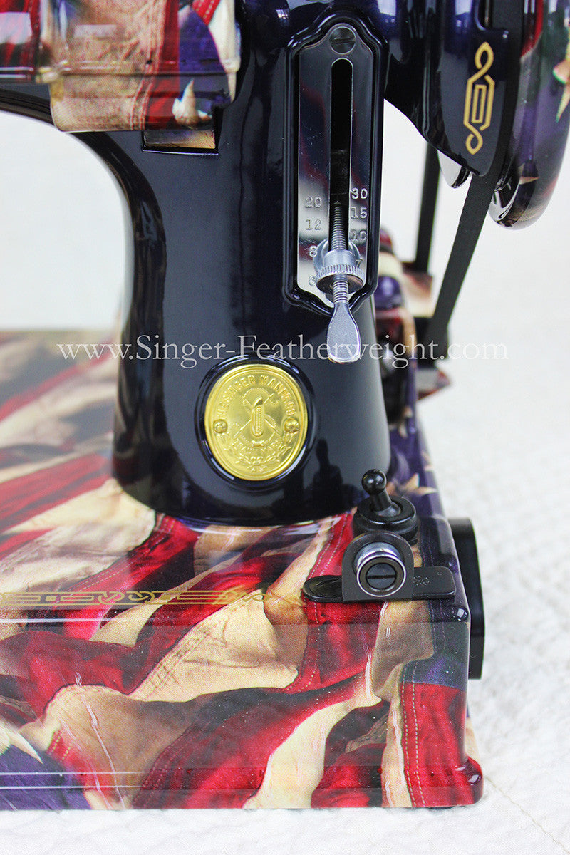 Singer Featherweight 221 Sewing Machine, PATRIOTIC One-Of-A-Kind Specialty - Painted