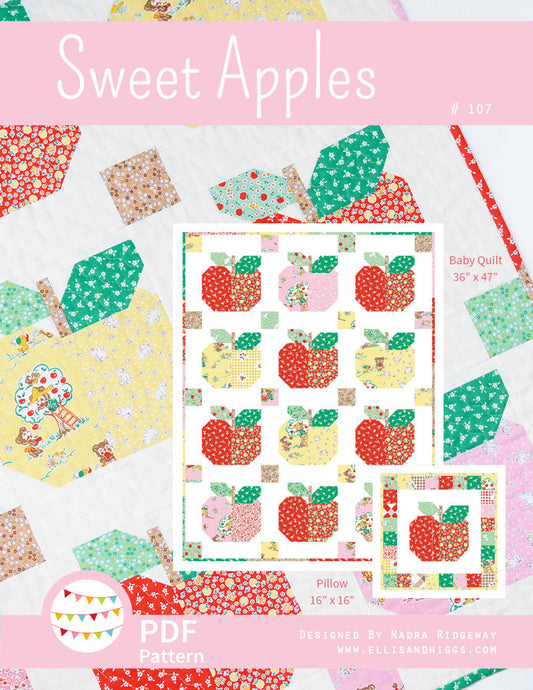 Pattern, Sweet Apples Quilt & Pillow Cover by Ellis & Higgs (digital download)