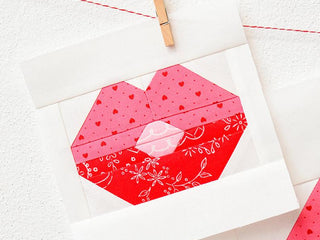Load image into Gallery viewer, Pattern, Sweet Kiss Valentine Quilt Block by Ellis &amp; Higgs (digital download)