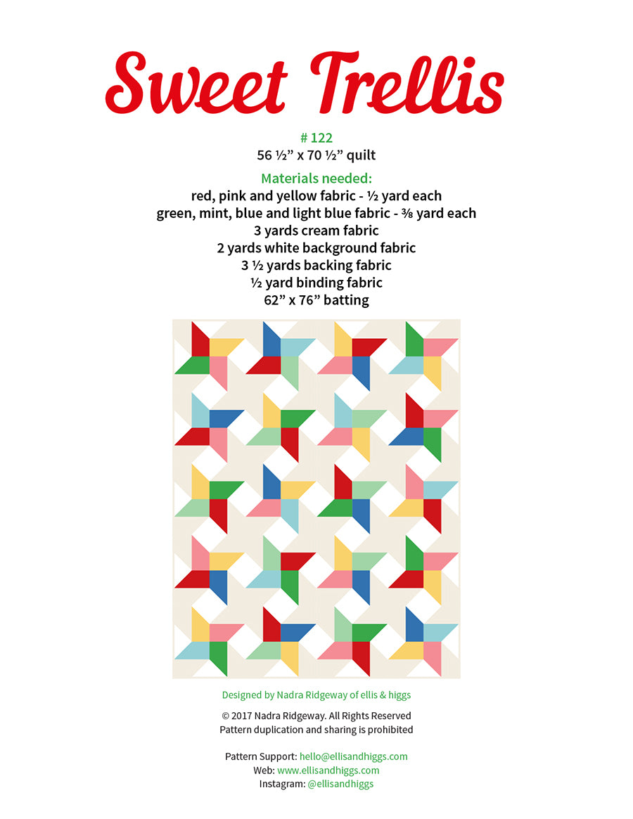 Pattern, Sweet Trellis Quilt by Ellis & Higgs (digital download)