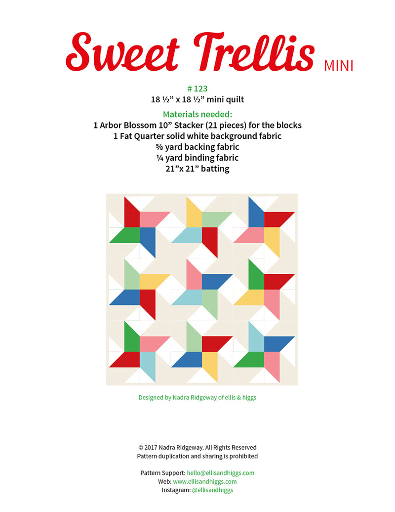 Pattern, Sweet Trellis MINI Quilt by Ellis & Higgs (digital download ...