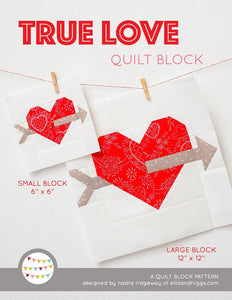 Pattern, True Love Valentine Quilt Block by Ellis & Higgs (digital download)