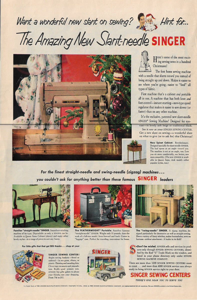 Advertisement, Rare Featuring the Singer Featherweight - (Vintage Orig –  The Singer Featherweight Shop