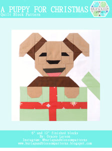 Pattern, A Puppy for Christmas Quilt Block by Burlap and Blossom (digital download)
