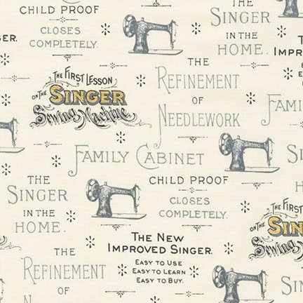 Fabric, Sewing With Singer Metallic featuring Antique Singer Machines-ANTIQUE (Discontinued)