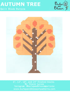 Pattern, Autumn Tree Quilt Block by Burlap and Blossom (digital download)