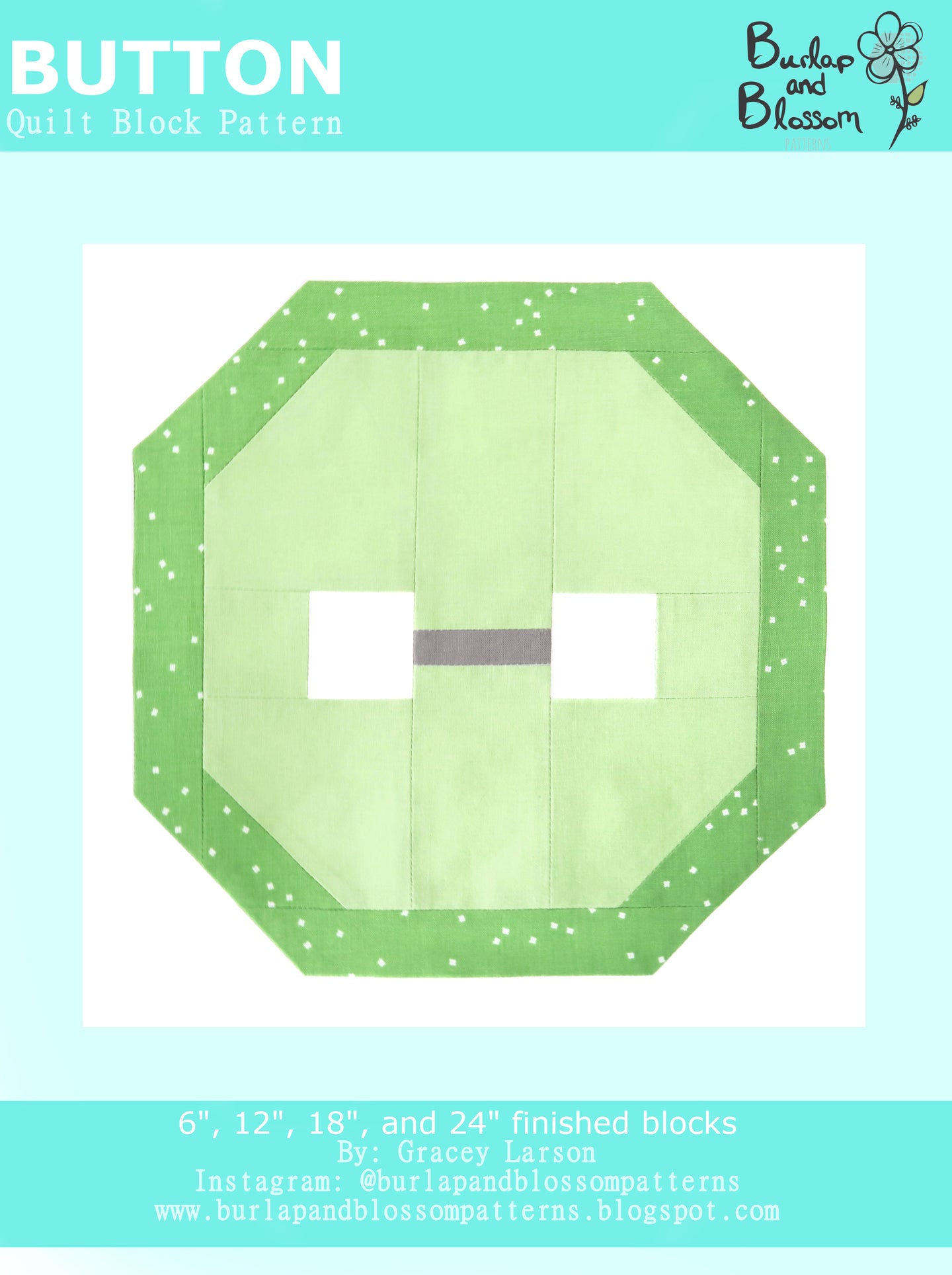 Pattern, Button Quilt Block by Burlap and Blossom (digital download)