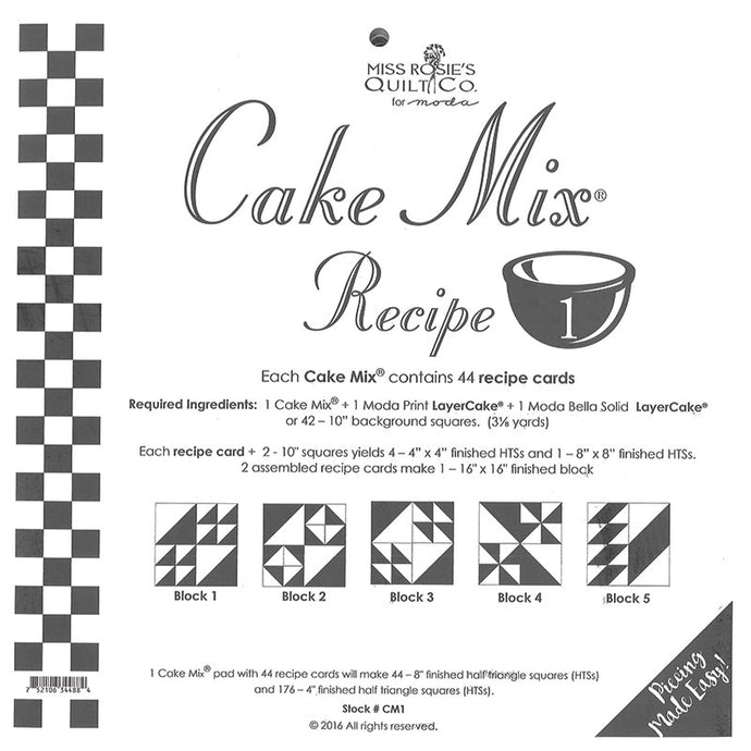 PATTERN, CAKE Mix Recipe #1 by Miss Rosie's Quilt Co.