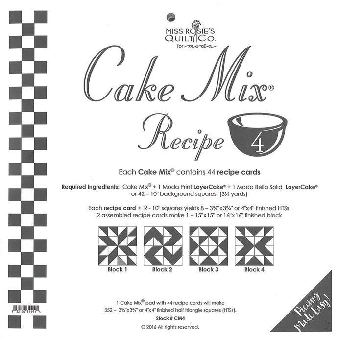 PATTERN, CAKE Mix Recipe #4 by Miss Rosie's Quilt Co.