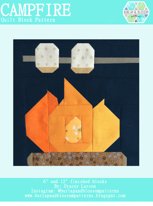 Pattern, Campfire Quilt Block by Burlap and Blossom (digital download)