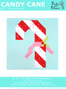 Pattern, Candy Cane Quilt Block by Burlap and Blossom (digital download)