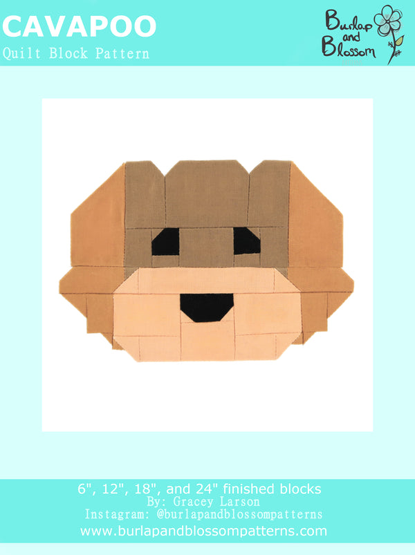 Crochet Cavapoo Pattern Free Pattern, Cavapoo Quilt Block by Burlap and Blossom (digital download ...