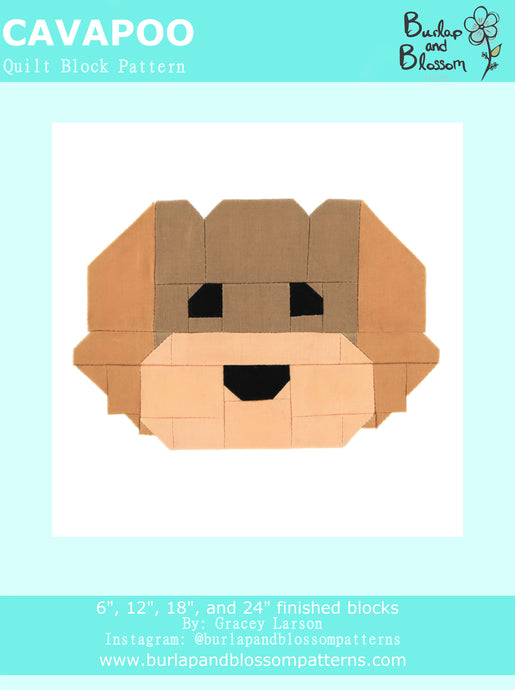 Pattern, Cavapoo Quilt Block by Burlap and Blossom (digital download)
