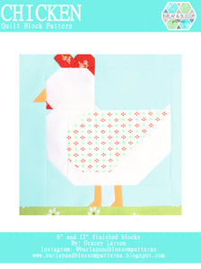 Pattern, Chicken Quilt Block by Burlap and Blossom (digital download)