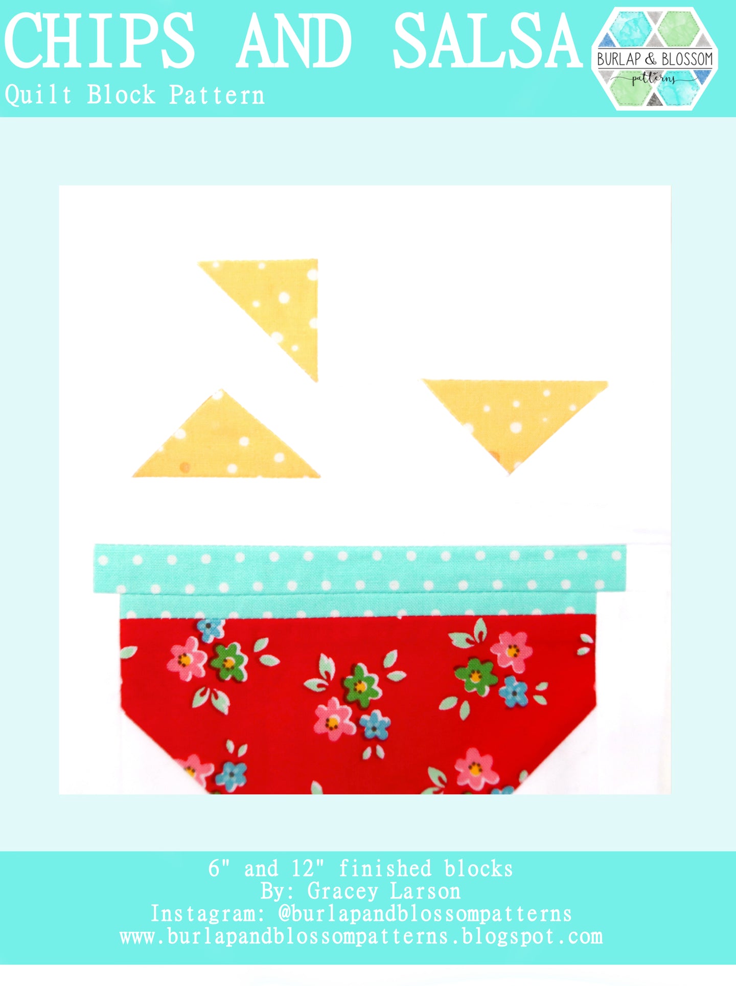 Pattern, Chips & Salsa Quilt Block by Burlap and Blossom (digital download)