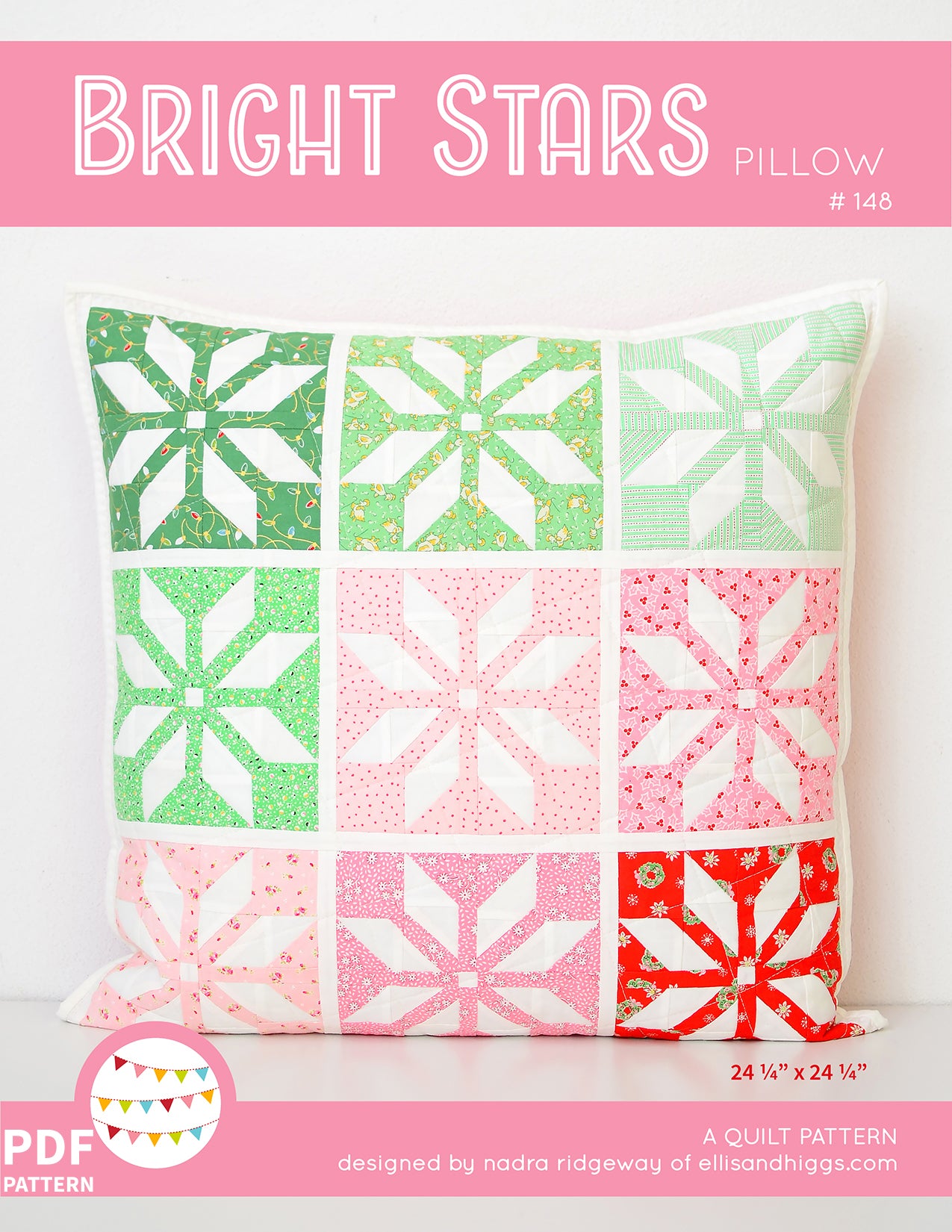 Pattern, Bright Stars Mini Quilt / Pillow by Ellis & Higgs (digital download)