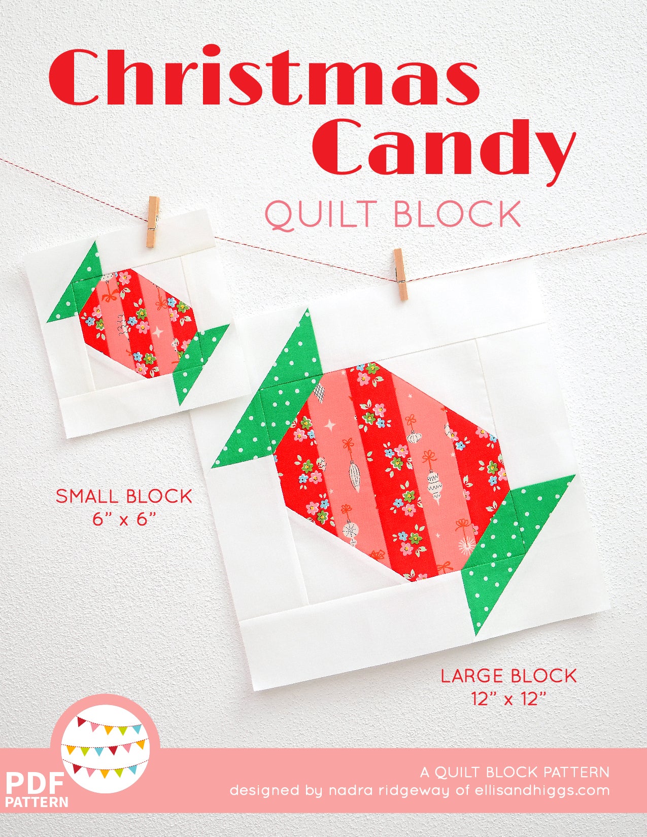 Pattern, Christmas Candy Quilt Block by Ellis & Higgs (digital download)
