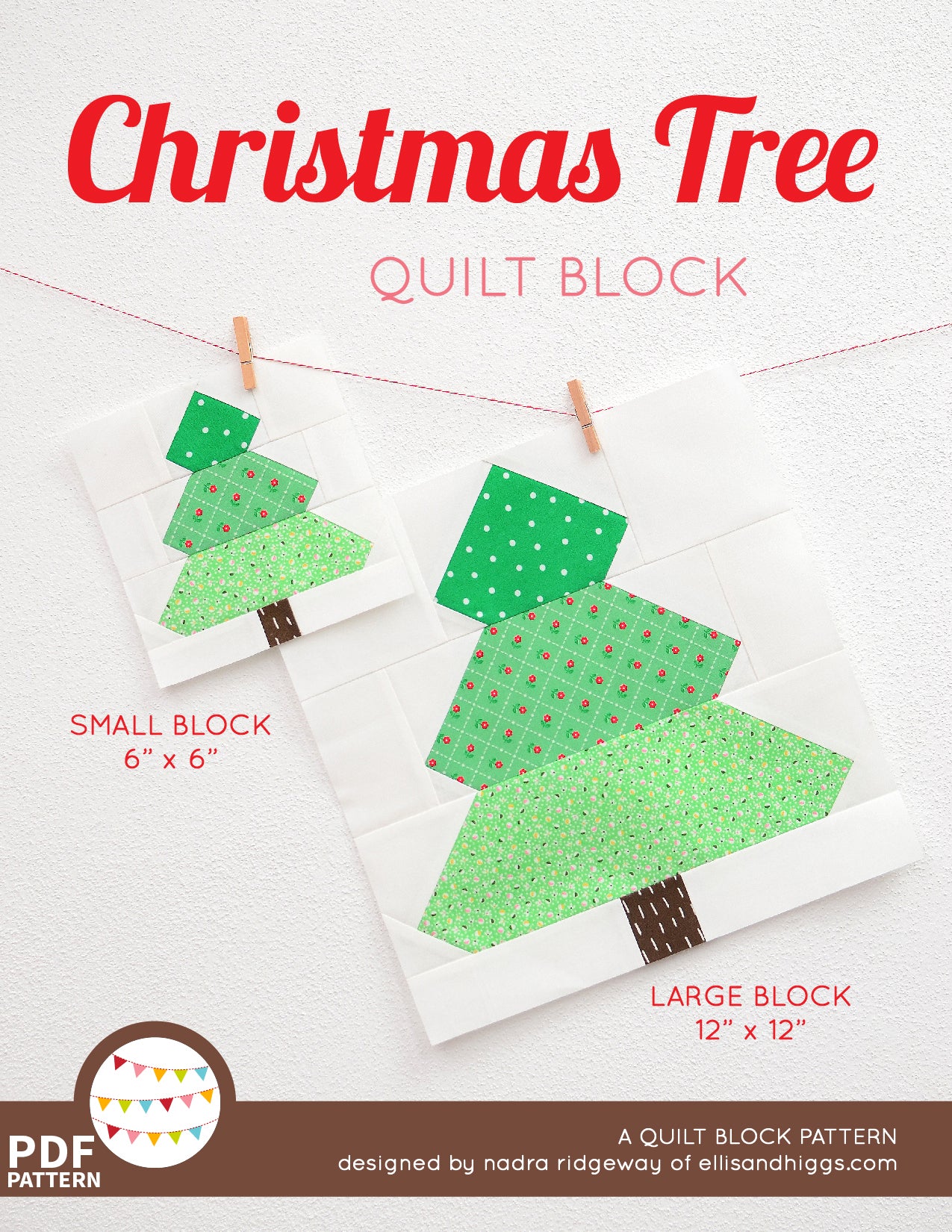Pattern, Christmas Tree Quilt Block by Ellis & Higgs (digital download)