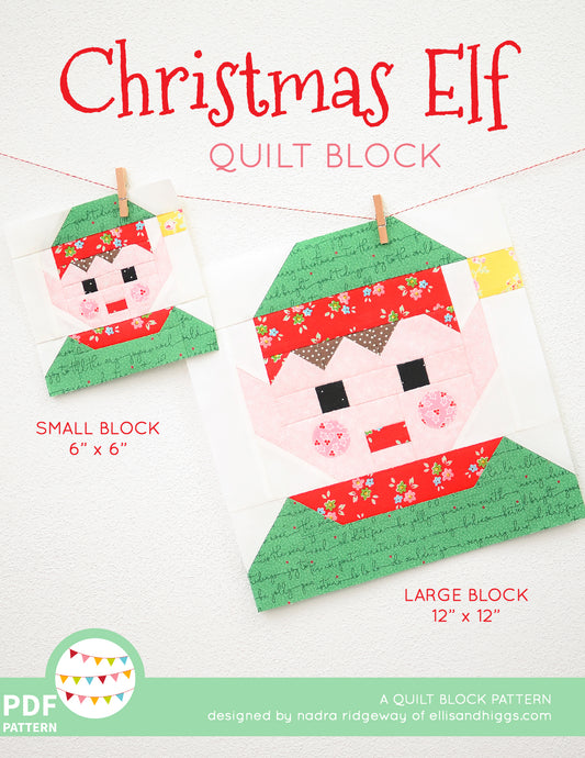 Pattern, Christmas Elf Quilt Block by Ellis & Higgs (digital download)