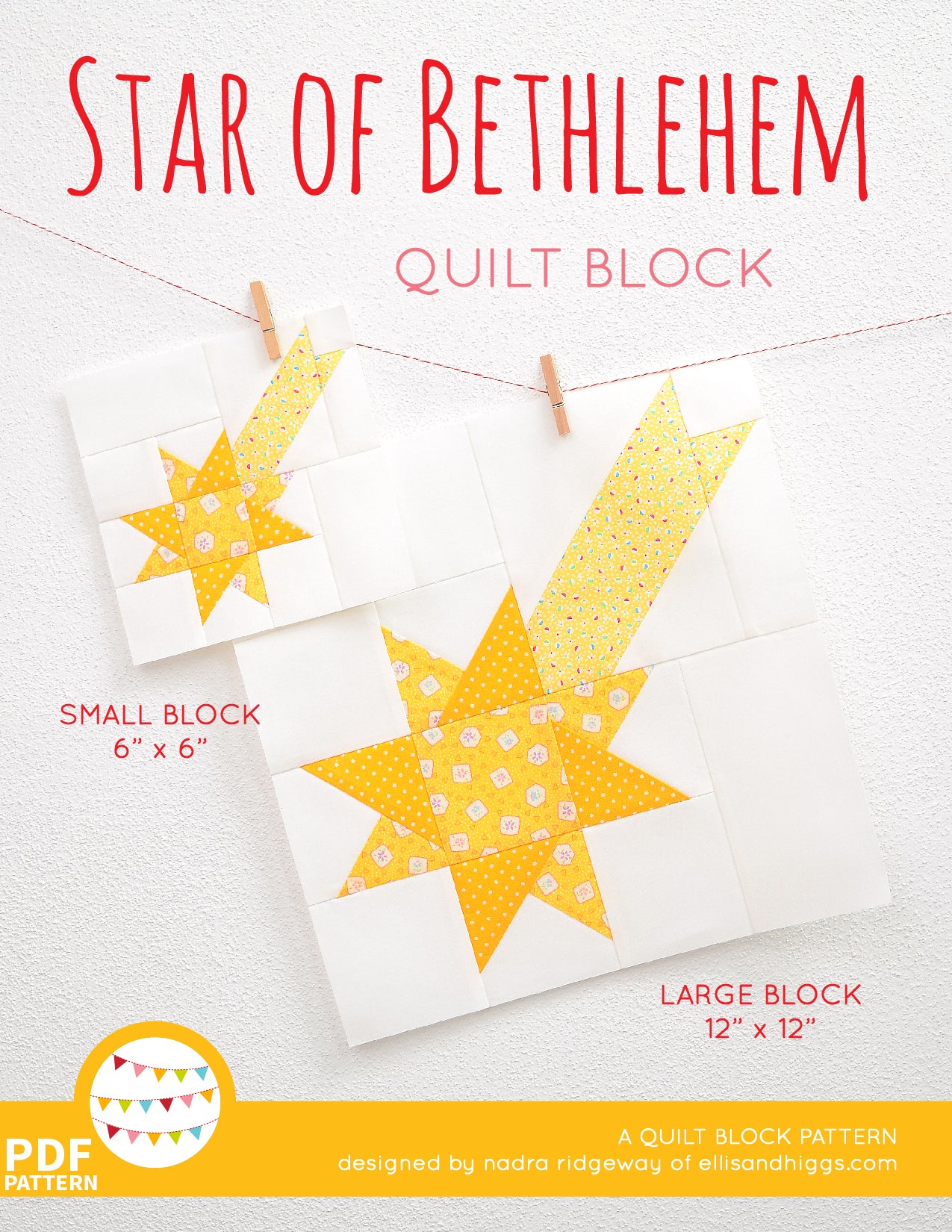 Pattern, Star of Bethlehem Quilt Block by Ellis & Higgs (digital download)