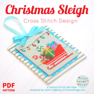 Pattern, Christmas Sleigh Cross Stitch Design by Ellis & Higgs (digital download)