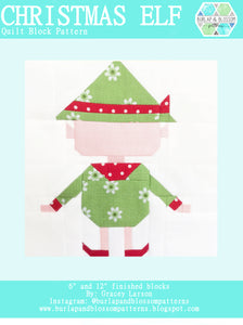 Pattern, Christmas Elf Quilt Block by Burlap and Blossom (digital download)