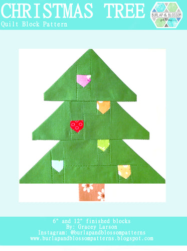 Pattern, Christmas Tree Quilt Block by Burlap and Blossom (digital download)