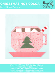 Pattern, Christmas Hot Cocoa Quilt Block by Burlap and Blossom (digital download)