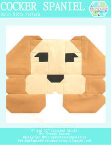 Pattern, Cocker Spaniel Dog Quilt Block by Burlap and Blossom (digital download)