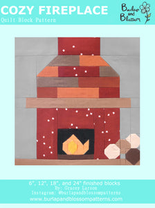 Pattern, Cozy Fireplace Quilt Block by Burlap and Blossom (digital download)