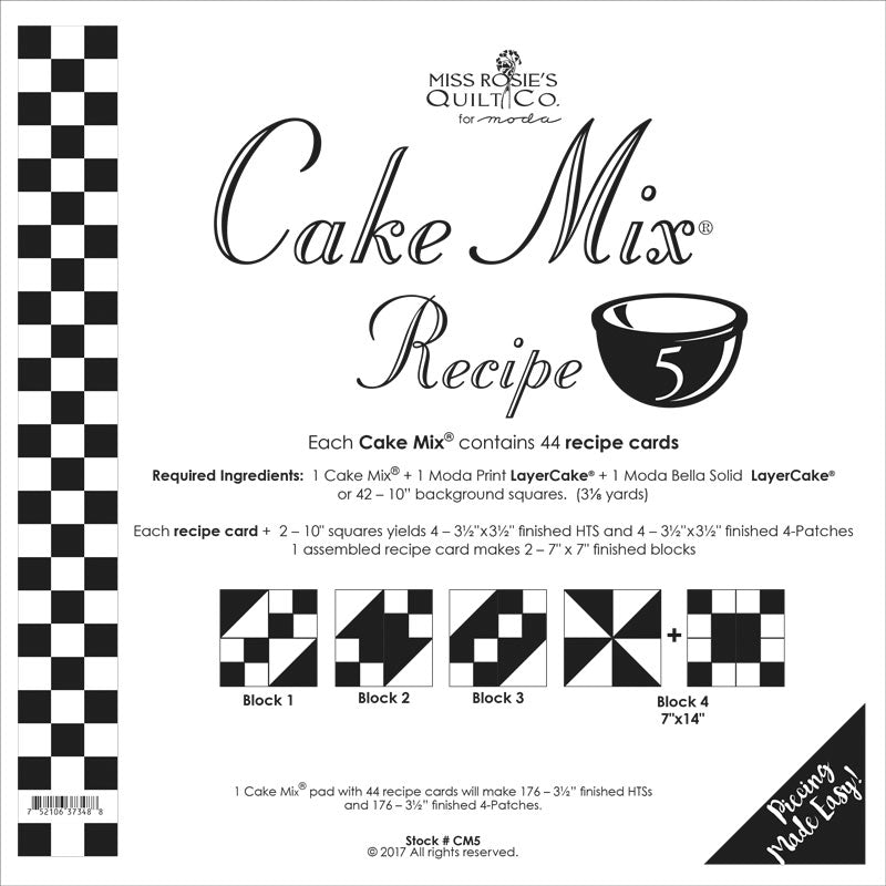 PATTERN, CAKE Mix Recipe #5 by Miss Rosie's Quilt Co.