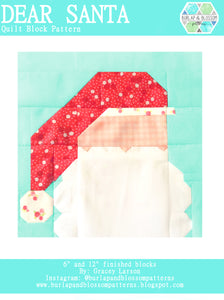 Pattern, Dear Santa Quilt Block by Burlap and Blossom (digital download)