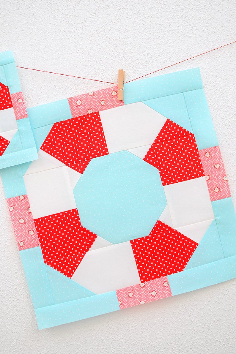 Pattern, Nautical Lifesaver Quilt Block by Ellis & Higgs (digital download)