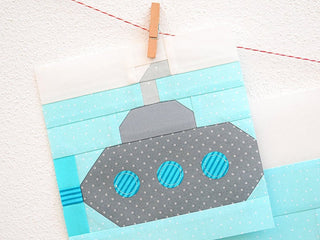 Load image into Gallery viewer, Pattern, Nautical Submarine Quilt Block by Ellis &amp; Higgs (digital download)