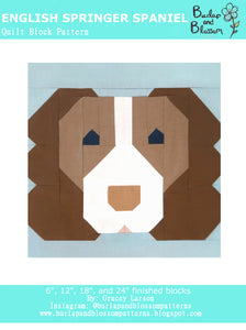 Pattern, English Springer Spaniel Quilt Block by Burlap and Blossom (digital download)