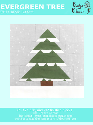 Pattern, Evergreen Tree Quilt Block by Burlap and Blossom (digital download)
