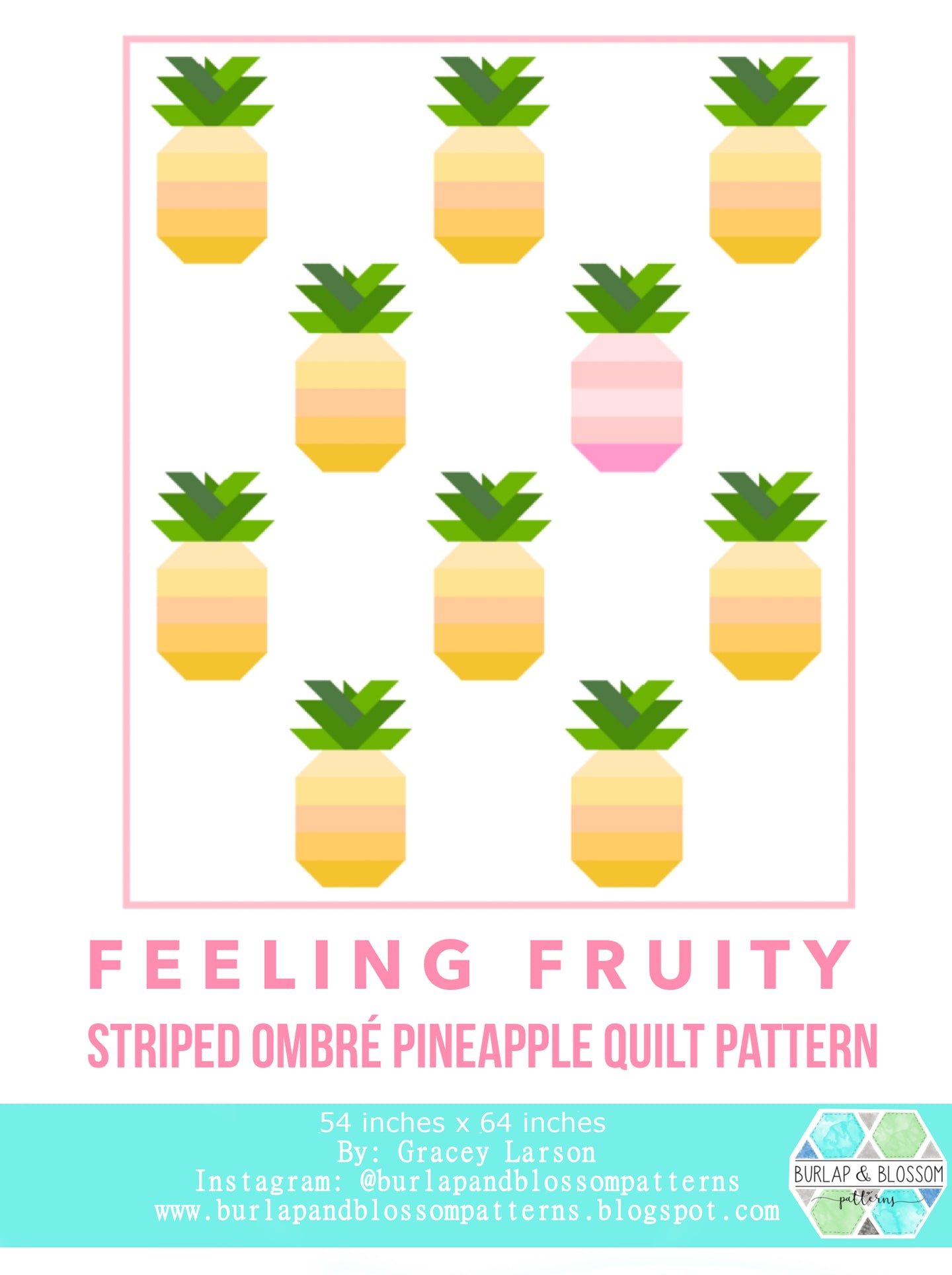 Pattern, Feeling Fruity Pineapple Quilt by Burlap and Blossom (digital download)