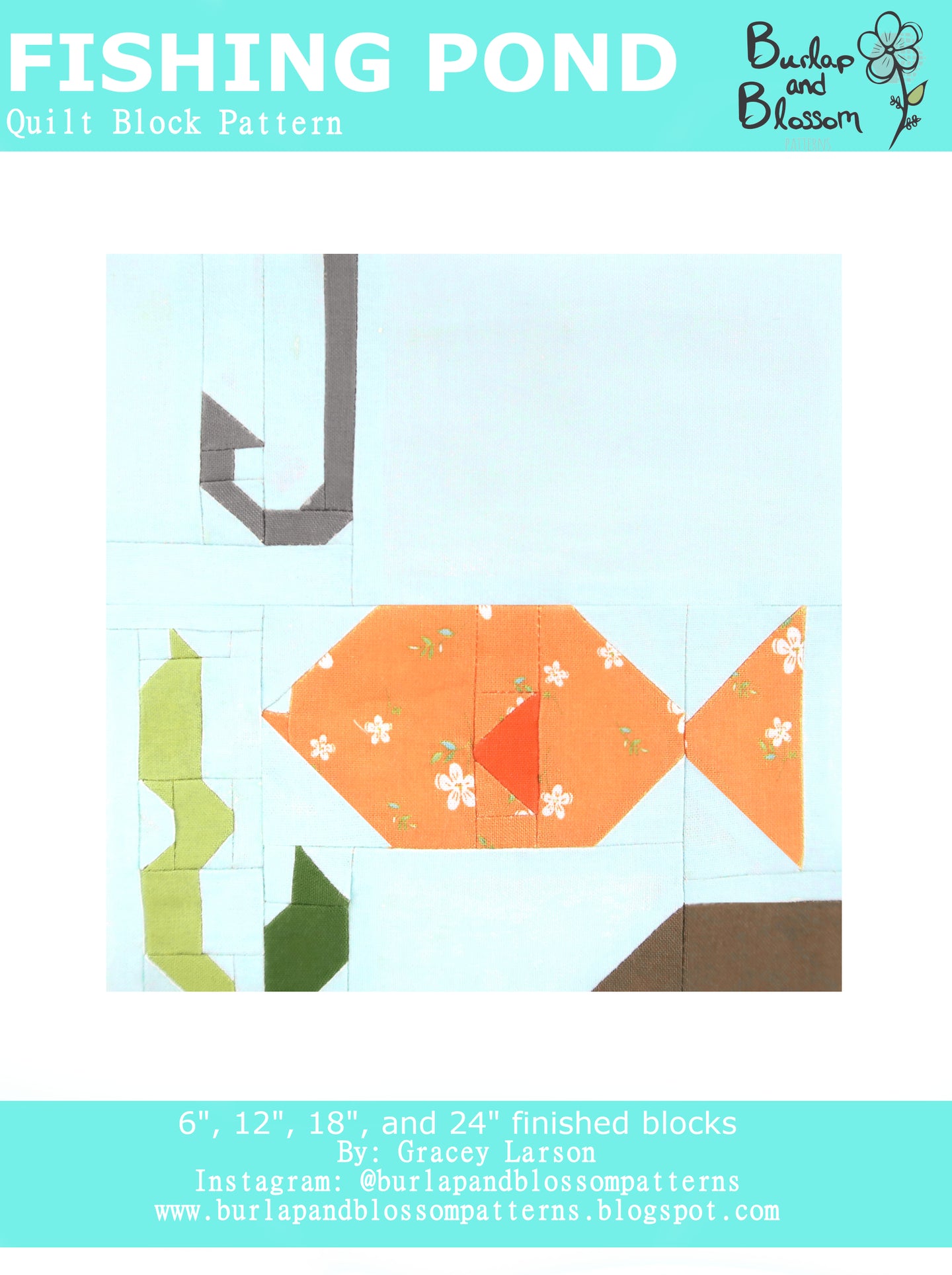 Pattern, Fishing Pond Quilt Block by Burlap and Blossom (digital download)