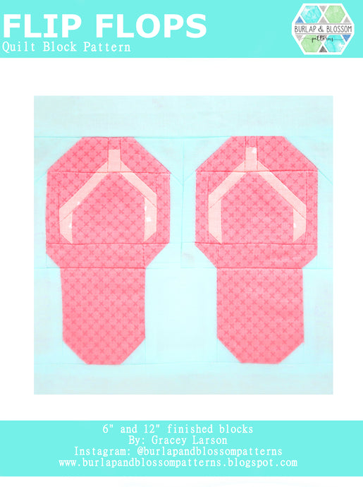 Pattern, Flip Flops Quilt Block by Burlap and Blossom (digital download)