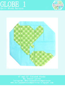 Pattern, Globe 1 Quilt Block by Burlap and Blossom (digital download)