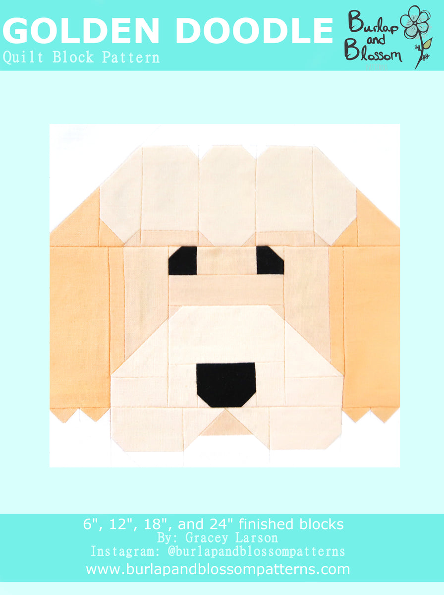 Pattern, Golden Doodle Quilt Block by Burlap and Blossom (digital down ...