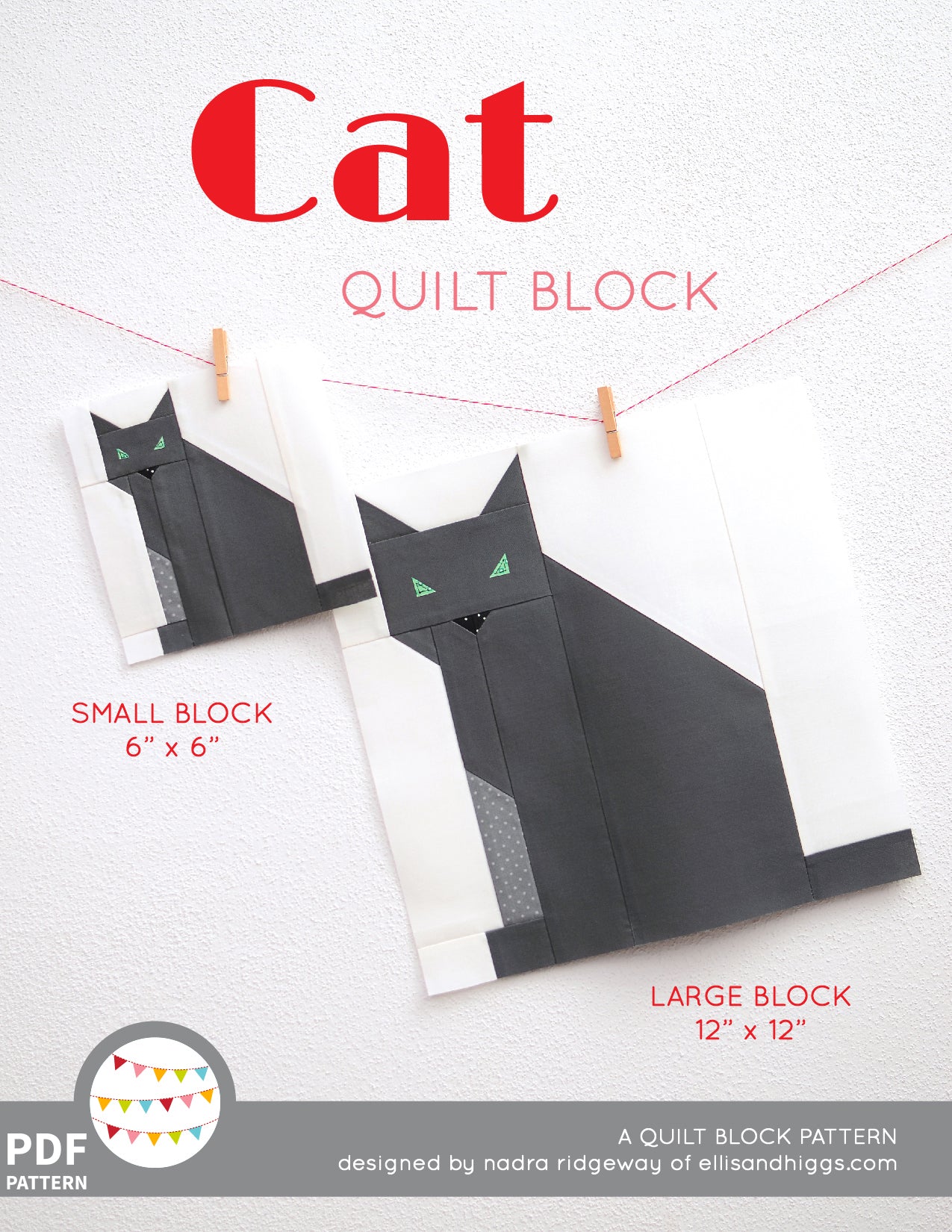 Pattern, Cat Quilt Block by Ellis & Higgs (digital download)