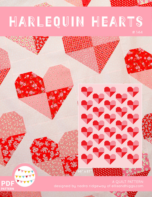 Pattern, Harlequin Hearts Quilt by Ellis & Higgs (digital download)