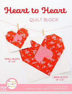 Pattern, Heart to Heart Quilt Block by Ellis & Higgs (digital download)